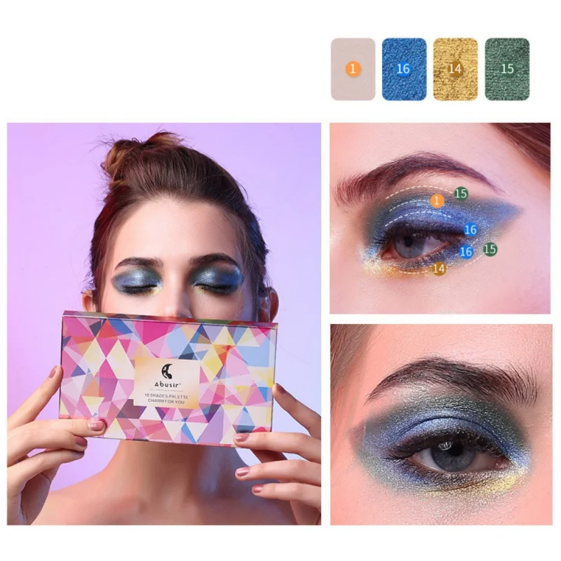 18 Colors Shinny Glitter Shimmer Eyeshadow Palette Smoky Matte Eyeshadow Pallete Waterproof Cosmetic Long Lasting Beauty Tools