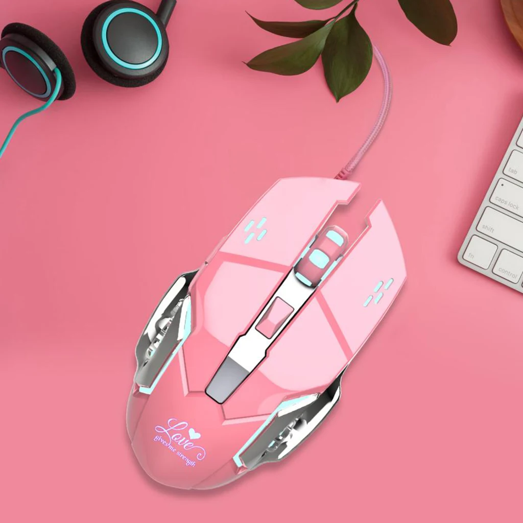 X500 проводной светодиодный светильник 6 кнопок 3200 dpi оптическая Usb игровая мышь для ПК-розовый
