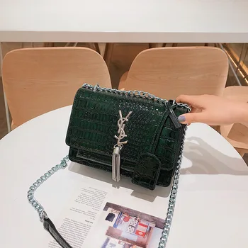 

The new stone pattern shiny small square bag atmospheric wild shoulder messenger bag
