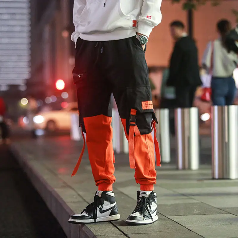 

2019 ins Men Pants Casual Mens hip hop rap Male Trousers street cargo Straight Harem overall breathing loose ankle banded Pant