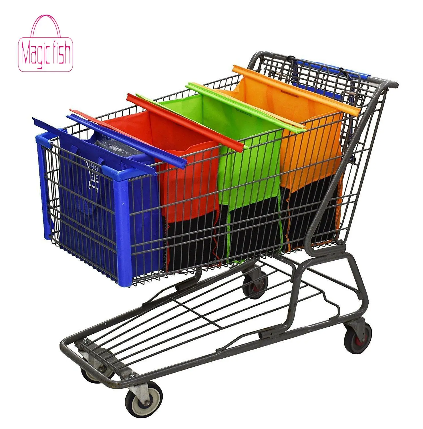 

Magic Fish Hot Sale 4PCS/Set Shopping Cart Trolley Bags Foldable Reusable Grocery Shopping Bag Eco Supermarket Bag Bolsas