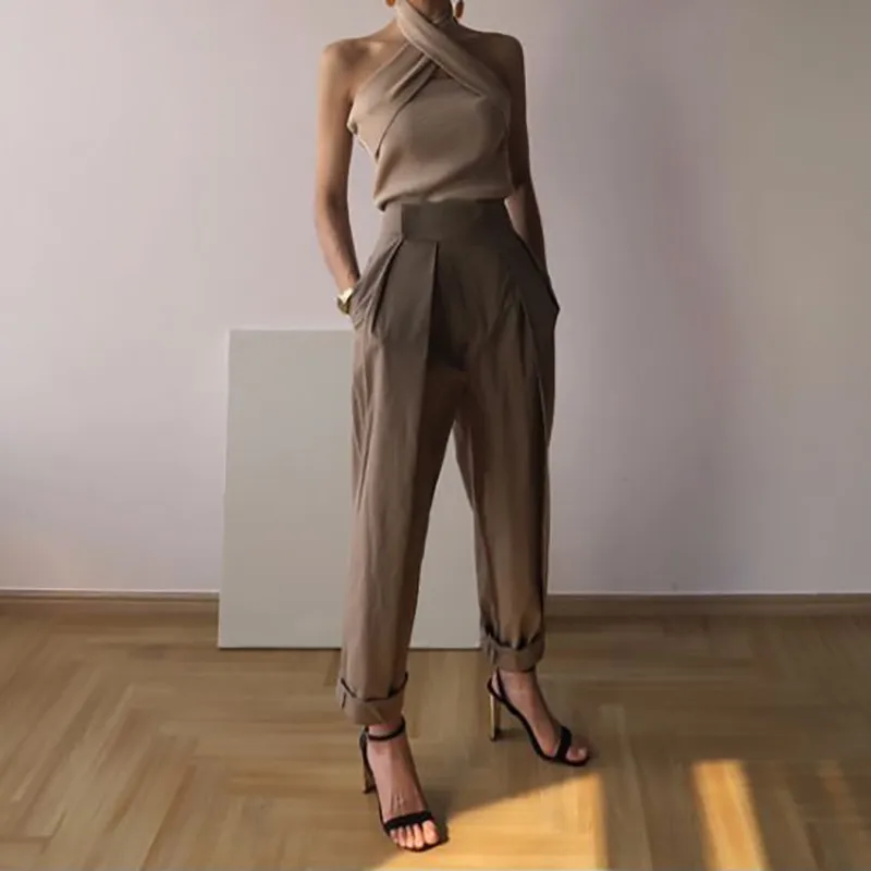 Solid Sleeveless Sexy Women Sweater Halter Off Shoulder Slim Knitted Tops Female Fashion Summer 2019 New Tide Solid Sleeveless Sexy Women Sweater Halter Off Shoulder Slim Knitted Tops Female Fashion Summer 2019 New Tide
