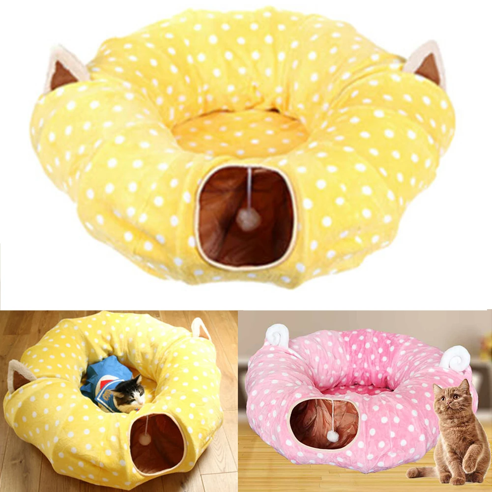 Cat Bed Tunnel For Toys Juegos Gatos Cats Play Stuff Foldable Wear Resistant. Kittens Hideout Round Soft House | Дом и сад