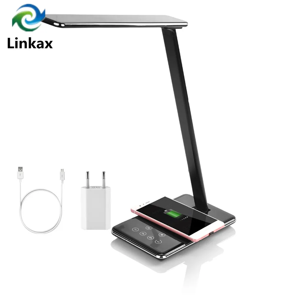 

New Dimmable Touch Timer LED Table Desk Lamp QI Wireless Charging Eye Protection Multi-Function Reading Light For Phone charge