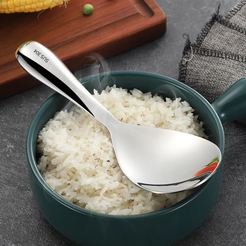 Thicken Stainless Steel Rice Spoon Japanese Style Long Handle Rice Cooker Spatula Serving Scoop Kitchen Utensils for Home