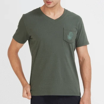 

ZHIJING Spring and Summer Pure Cotton V-neck Short Sleeve Blank Men Solid Color Important Pure Cotton Men and Women T-shirt