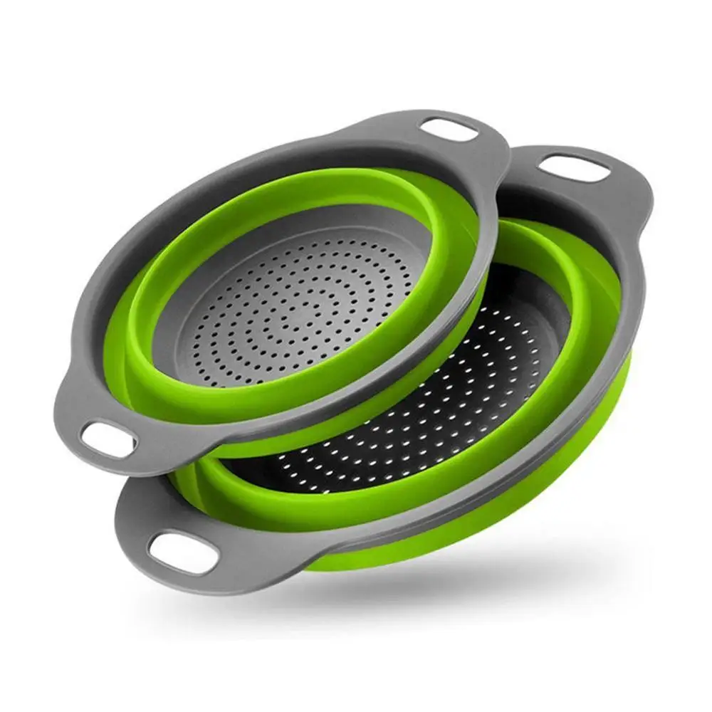 Складная Силиконовая дуршлаг корзина для мытья овощей и фруктов ситечко