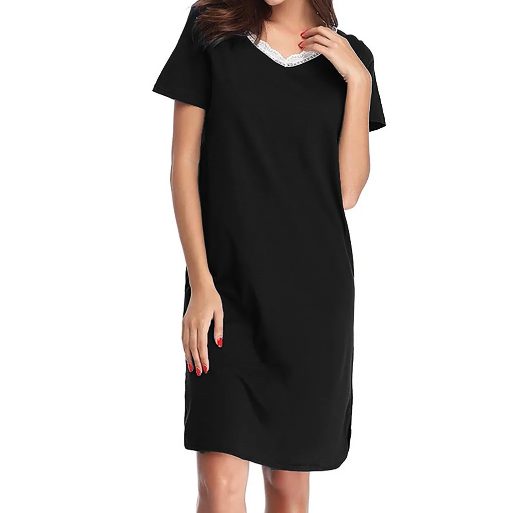 2019 модная новинка Лидер продаж ночная рубашка женская хлопковая с коротким