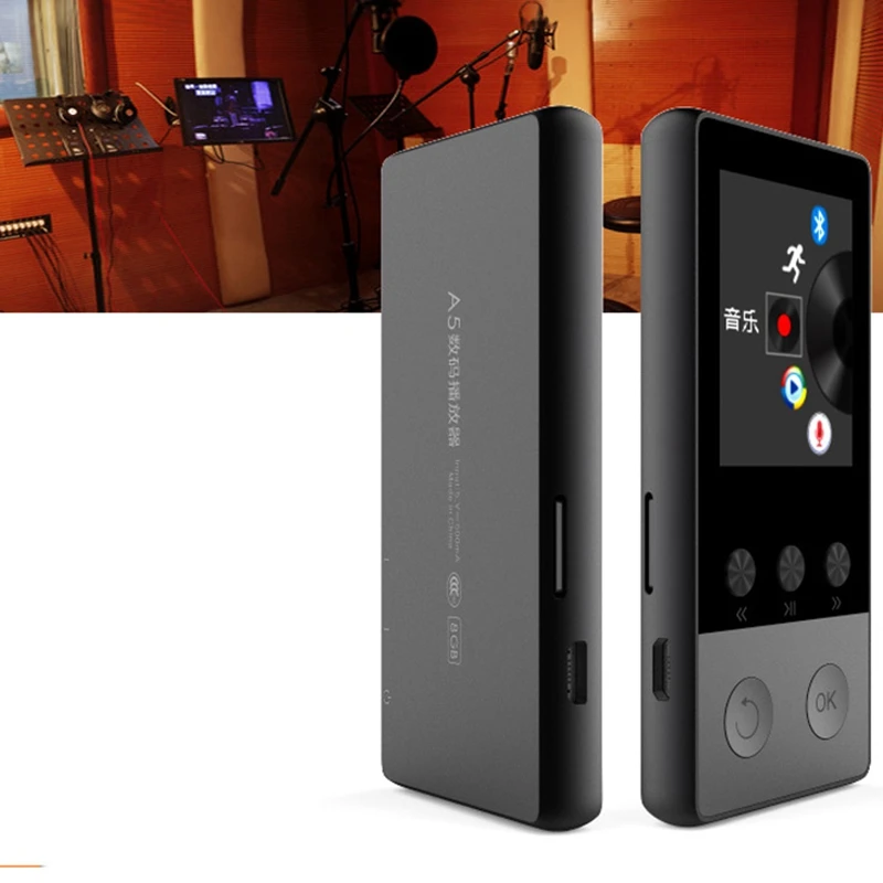 Bluetooth металлический MP3-плеер встроенный 8G Hifi Lossless музыка с шагомером и громким динамиком(черный