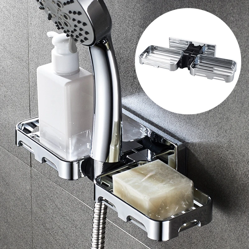 

Bathroom Rack Plastic Free Punch Wall-mounted Soap Storage Rack Adjustable Lifting Shower Stand Storage Rack Household Goods