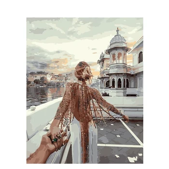 

Painting By Numbers DIY Dropshipping 40x50 60x75cm Longing for The Rooftop Figure Canvas Wedding Decoration Art Picture Gift