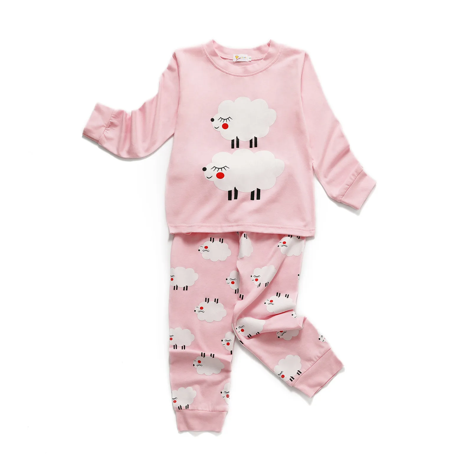 

1-7Years Toddler Kids Baby Girls Sheep Print Pajamas Sleepwear Tops Pants Outfits Set pijama niÃ±a Long sleeve home wear Suit M5