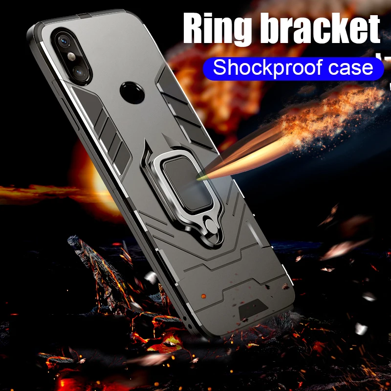 Роскошный магнитный металлический противоударный чехол с кольцом для Xiaomi Redmi Note 7
