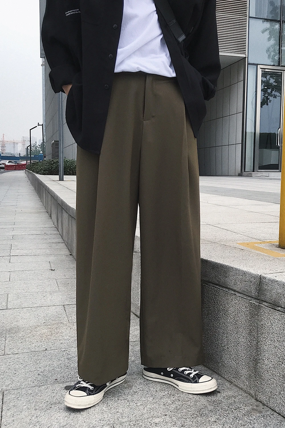 Широкие брюки мужские повседневные Прямые брюки корейские Ретро свободные однотонные Большие размеры мужские уличные брюки осенние модные 3 цвета