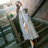 Шерстяная Женская куртка стиль зима X-long выше колена шерстяное пальто теплое плотное приталенное пальто