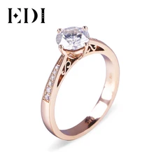 EDI классическое обручальное кольцо золото 0.8ct Деф муасаниты искусственный бриллиант кольцо 14 к розовое золото блестящее VVS старинное Ювелирное кольцо