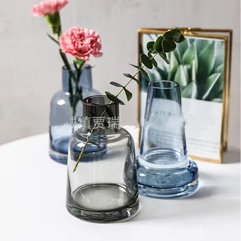 

Simple Glass Vase with Small Mouth Cone Inserted Flower Holder Dried Flower Vase Water Planting Bottle Flower Holder Flower