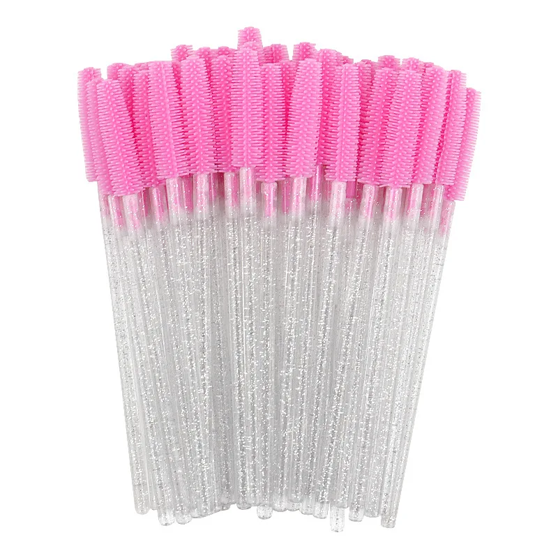 50 stücke Kristall 3D Wimpern Mascara Zauberstäbe Klar Lash Spoolies Großhandel Silikon Auge Wimpern Pinsel Micro Applikatoren – Detail 6