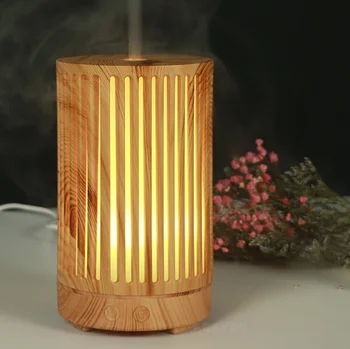 

KBAYBO 100ml Air Humidifier wood Hollow cylinder Electric Essential Oil Aroma Air Diffuser with 7 color LED night light for home