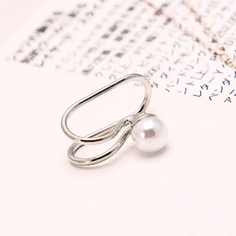 Pearl Silver Модные панк-рок Клипсы-каффы накладные серьги простой Джокер без пирсинга u-образный зажим для ушей для женщин и мужчин вечерние ювелирные изделия аксессуары - Окраска металла: Pearl Silver
