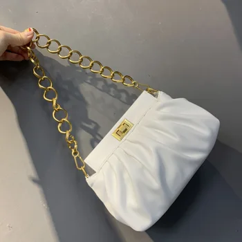 

Female bag 2020 summer new small bag sweet lady shoulder bag versatile fold chain clip bag