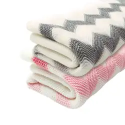 Детское вязаное одеяло с ромбовидным узором для малышей, детское трикотажное одеяло с волнами для мальчиков и девочек, Товары для малышей