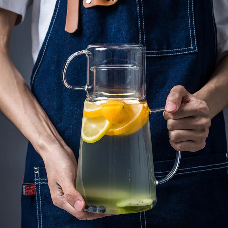 

Large capacity heat resistant glass kettle with water cup,Heated tea water jug juice bottle,1 pot + 1 cup set Drinkware gift