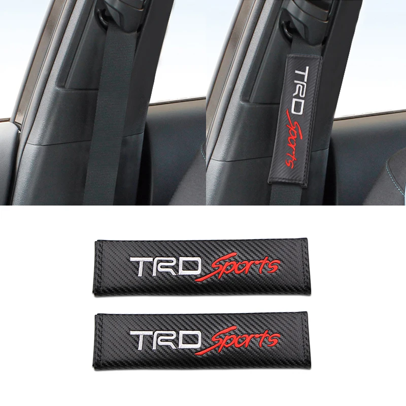 

2pcs/set Seat Belts Cover Padding Carbon Fiber Leather Belt Shoulder pad Sleeve For TOYOTA avensis Racing TRD Sports Car Styling