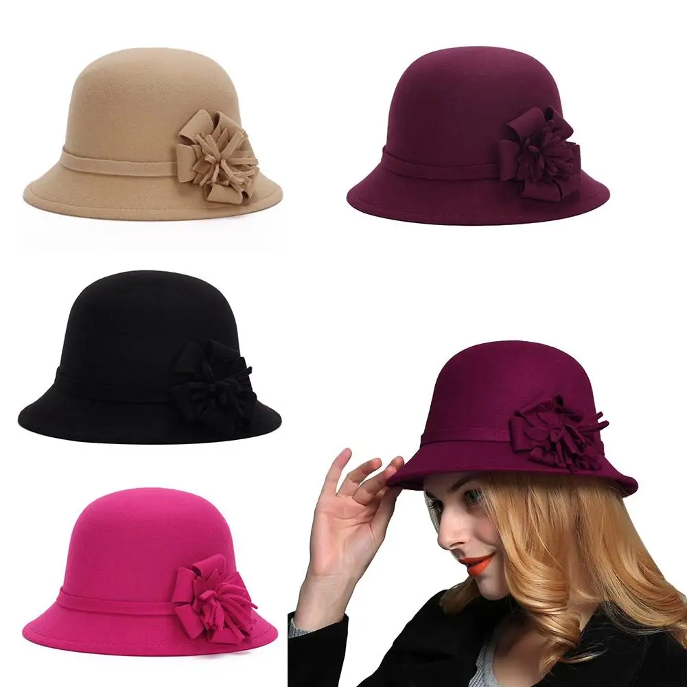Spring Fashion Retro Ladies And Women Woolen Fedora Hat Bucket Dome Dome Bells Felt Hat Ladies Hat Straw Hat Dome Felt Hat