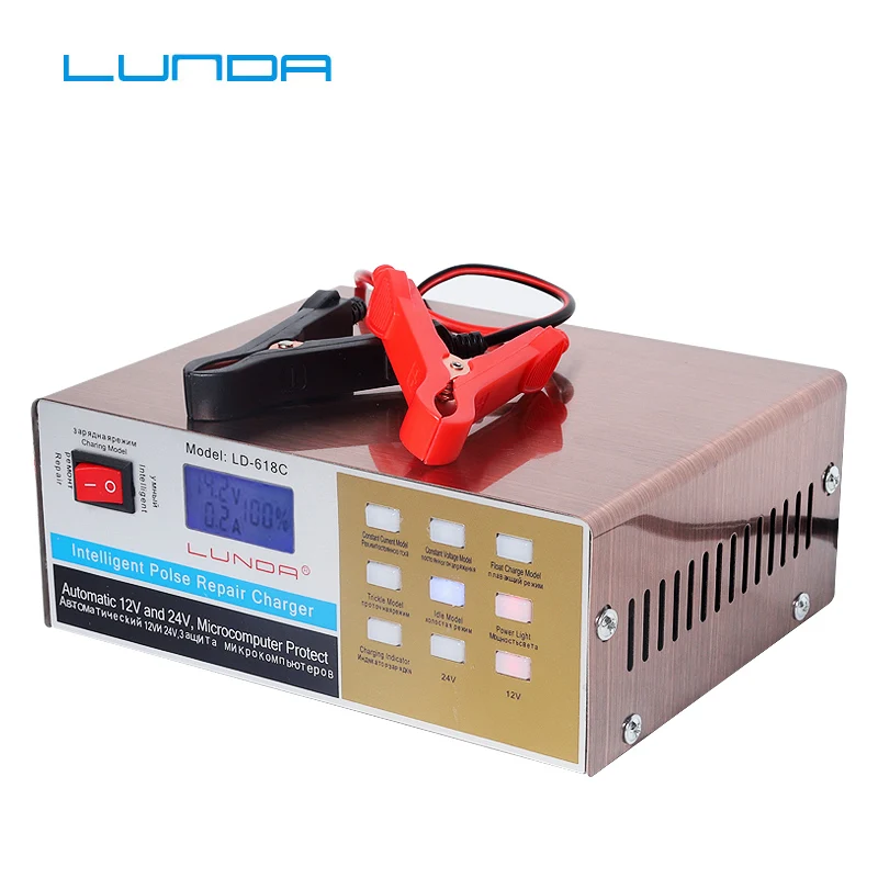Зарядное устройство LUNDA RU для автомобильных аккумуляторов 12 В 24 полностью