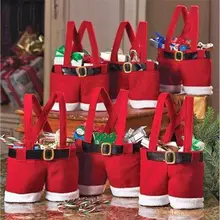 

Christmas Santa Pants Large Handbag Candy Wine Gift Bag Xmas Decor Cheer Gift Treat Candy Wine Bottle Holder Candy bag