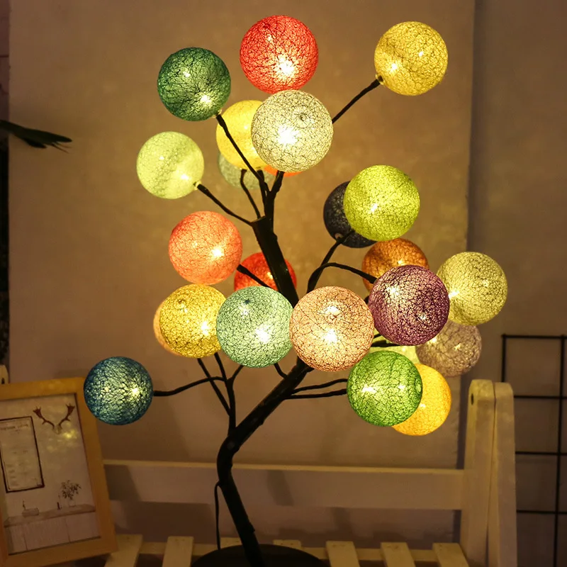 

Cotton Ball Lamp LED Small Colored Lights String Lights Bedside Online Celebrity Small Night Lamp Tree Lights GIRL'S INS Decorat