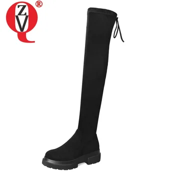 

ZVQ winter new fashion over knee boots outside high heels platform round toe kid suede women shoes drop shipping size 34-39