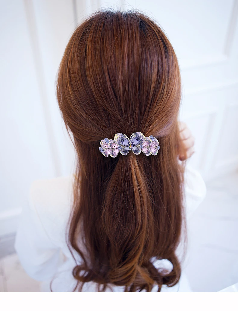 Luxury Austria Rhinestone Hair Clip crystal Butterfly head accessories women Jewelry Fine Jewelry hair pins With Gift box