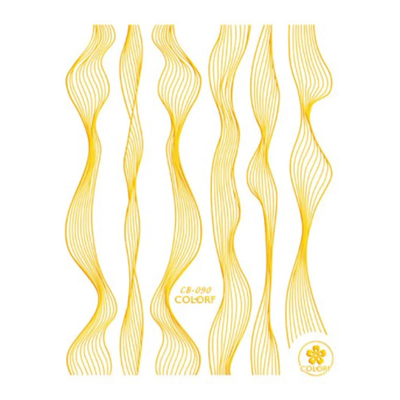 LadyMisty 1 шт. лазерная Золотая металлическая 3D наклейка для нейл-арта кривая полоса волнистые линии лента самоклеящаяся полосовая лента наклейка s наклейки - Цвет: Gold