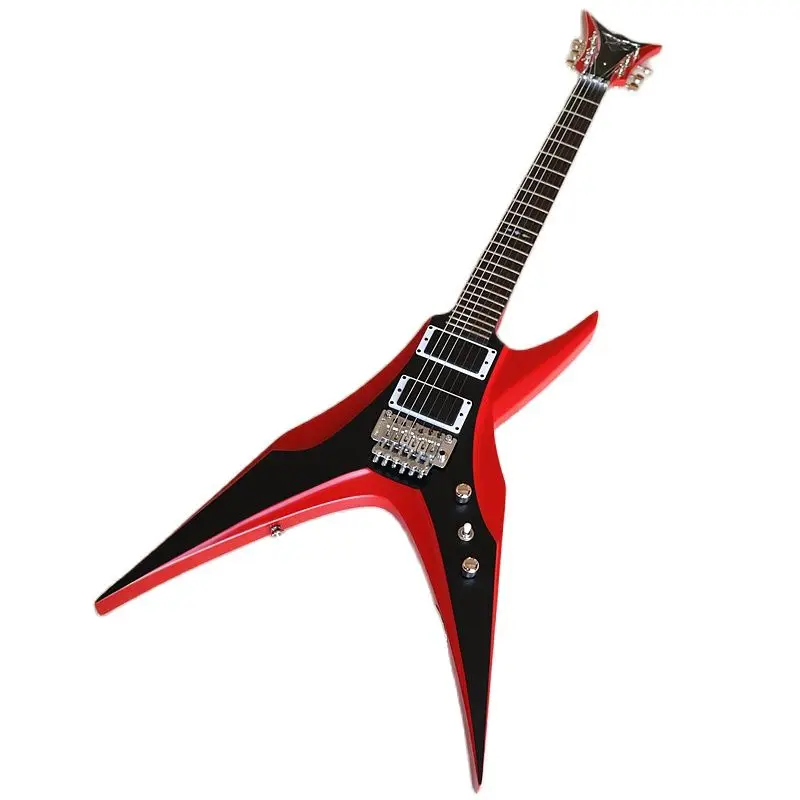 6 Strings Guitar 39 Inch V Shape Electric Guitar Neck Through Active Guitar Mahogany Wood Body Matte Pink Green Black Red Color