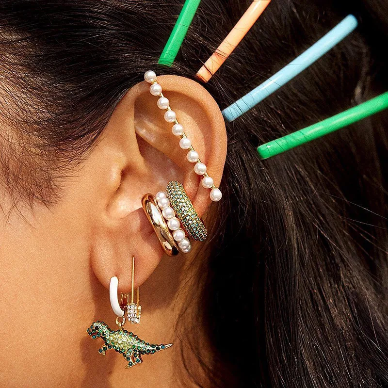 

Small Animal Earrings for Women Colored Rhinestone Earrings Delicate Dinosaur Earings Fashion Jewelry Simple Cute Ear Pendant