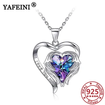 شراءYAFEINI 925 فضة القلب قلادة مكعب الزركون تخصيص رسالة قلادة عقيق فضية اللون أمي هدية عيد الحب