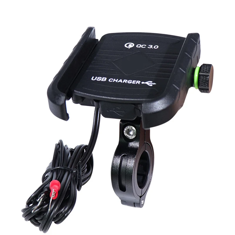 Мотоцикл держатель телефона зарядное устройство водонепроницаемый ударопрочный электрический велосипед телефон Поддержка DC128 - Цвет: Черный