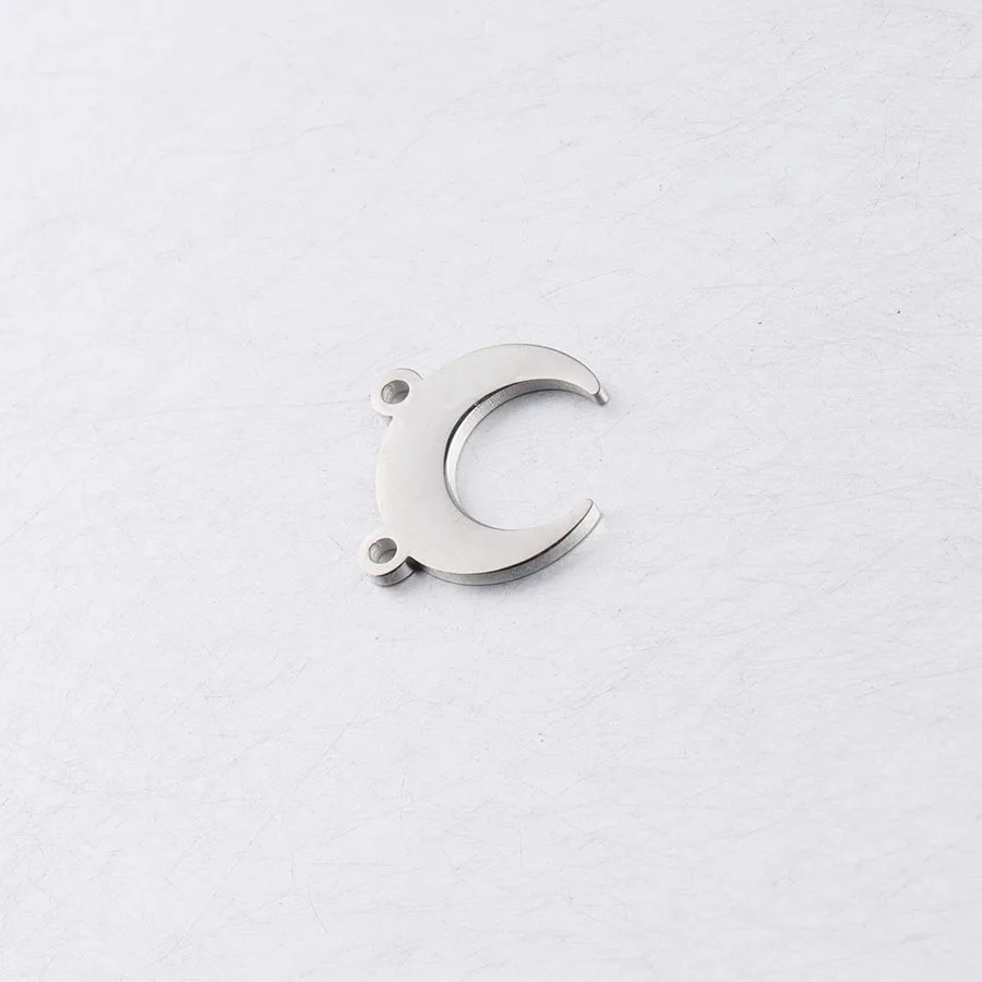 steel color Fnixtar Луна полумесяц подвески-соединители зеркало Polishe нержавеющая сталь Half Moon Шарм Рог кулон изготовление 14*15 мм 20 шт./лот - Окраска металла: steel color