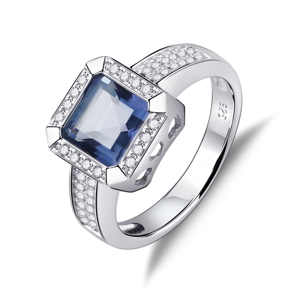 Gem's Ballet 2.2Ct натуральный иолит синий мистический кварцевый камень кольцо для женщин 925 пробы Серебряное обручальное кольцо хорошее ювелирное изделие