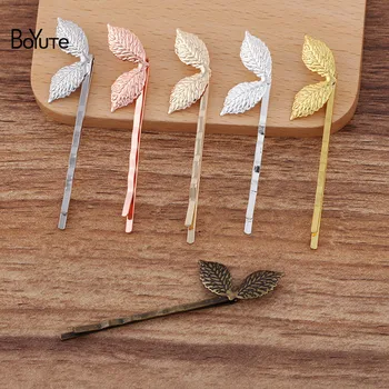 

BoYuTe (50 Pieces/Lot) 15*27MM Metal Leaf Hair Clips Hairpin Diy Handmade Hair Accessories Wholesale