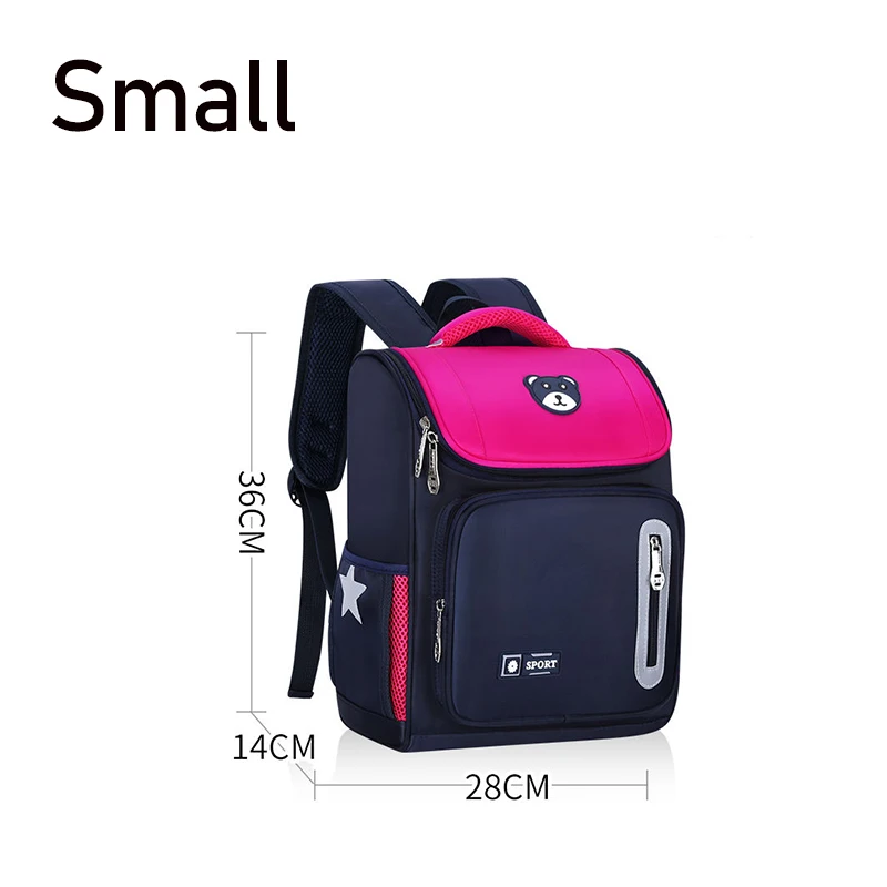 Детские школьные ранцы для мальчиков и девочек, начальный школьный ортопедический рюкзак, школьные сумки, Детский рюкзак, Детский водонепроницаемый нейлоновый рюкзак - Цвет: small rose Red
