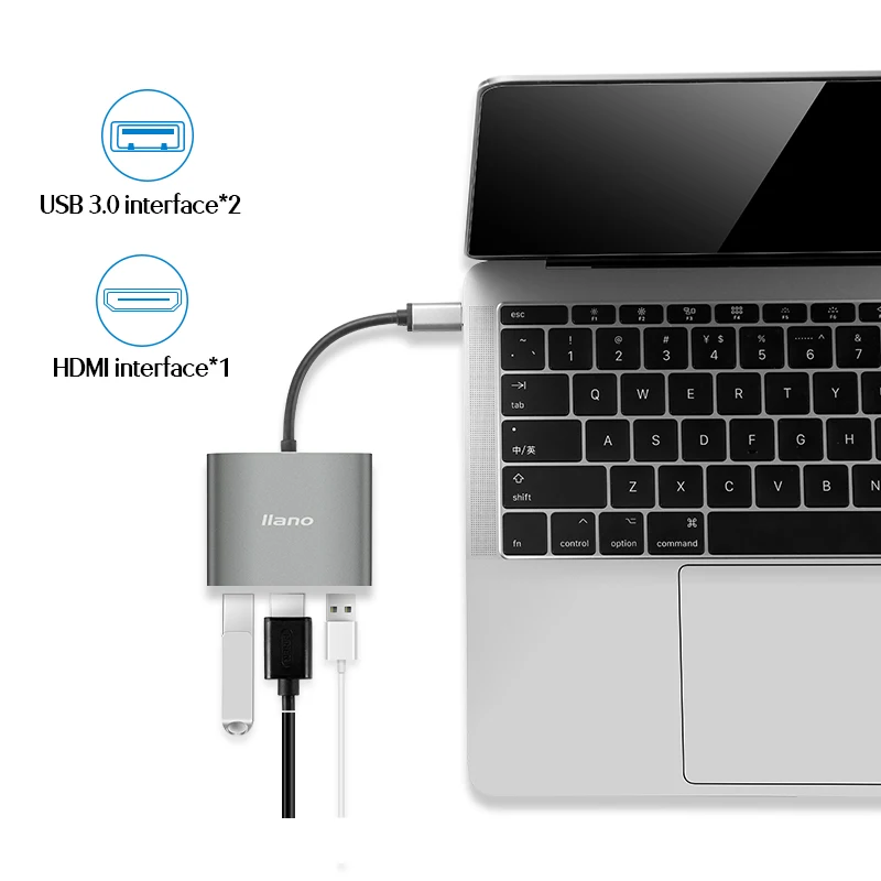 Llano USB C концентратор к HDMI адаптер для Macbook Pro/Air Thunderbolt 3 концентратор USB Type C к HDMI 4K USB 3,0 порт USB-C питания