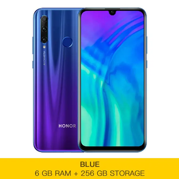 6G 256G Blue Honor 20i мобильный телефон Kirin 710 4 Гб 6 ГБ ОЗУ 64 Гб 128 ГБ 256 Гб ПЗУ Android 9,0 4G LTE 6,21 ''экран 32,0 МП распознавание лица - Цвет: 6G 256G Blue