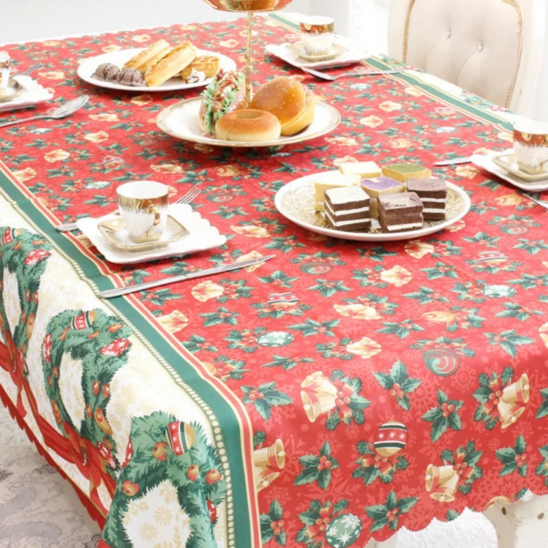 New Year Christmas Decorations Tablecloth Home Kitchen Dining Table Rectangular Linens Party Table Cover Christmas Ornament