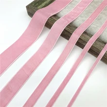 6mm-38mm Pink Velvet Ribbon For Handmade Gift Bouquet Wrapping Supplies Home Party Decorations Christmas Ribbons tanie i dobre opinie RYFDBMauve Jedna twarz POLIESTER Jednolity kolor 100 bawełna PRINTED 5 yards
