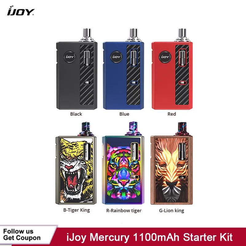 Предварительный заказ электронная сигарета iJoy Mercury 1100 мА · ч стартовый комплект 12 Вт Выход 2 мл Ёмкость с сетки катушки 1.0ohm/1.2ohm испаритель