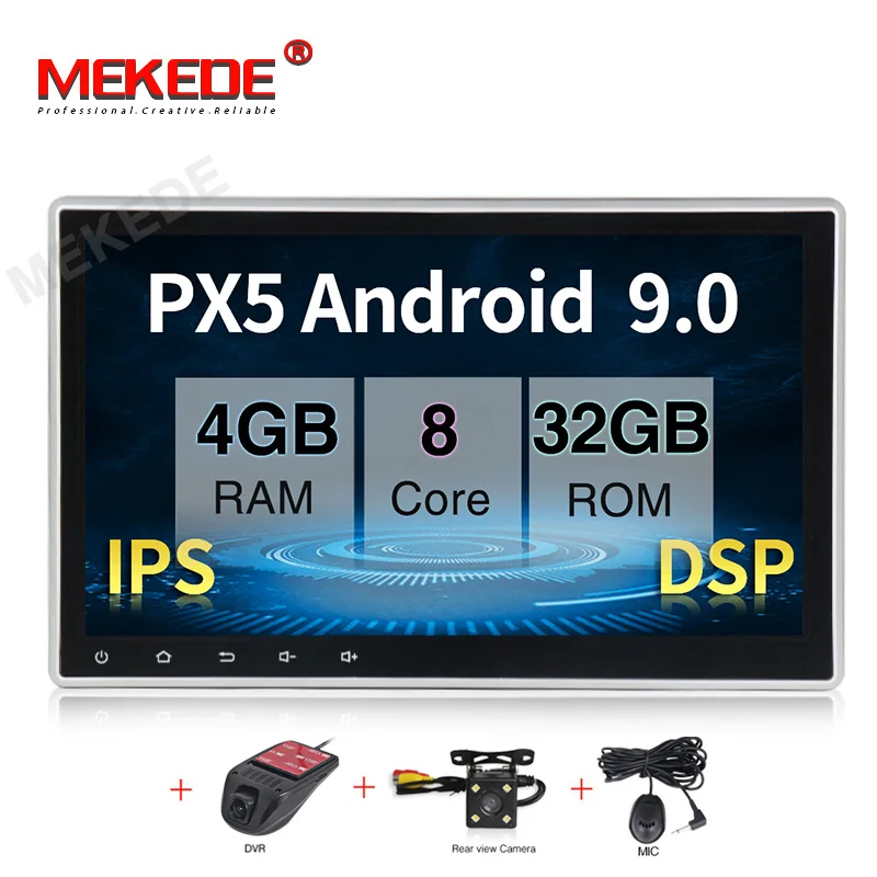 PX5 10," Восьмиядерный 1Din Автомобильный Android 9,0 Радио мультимедийный плеер PX5 4G ram 64G rom радио wifi bt ips экран TDA 7851 - Цвет: PX5