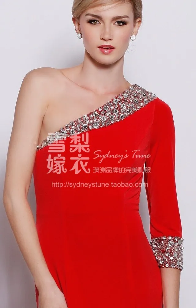 Robe de soiree Новая мода vestido de festa curto одно плечо Бисероплетение вышитое Стразами Вечернее платье платья для матери невесты
